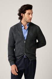 Kirk's Wool Zip Cardigan - Charcoal