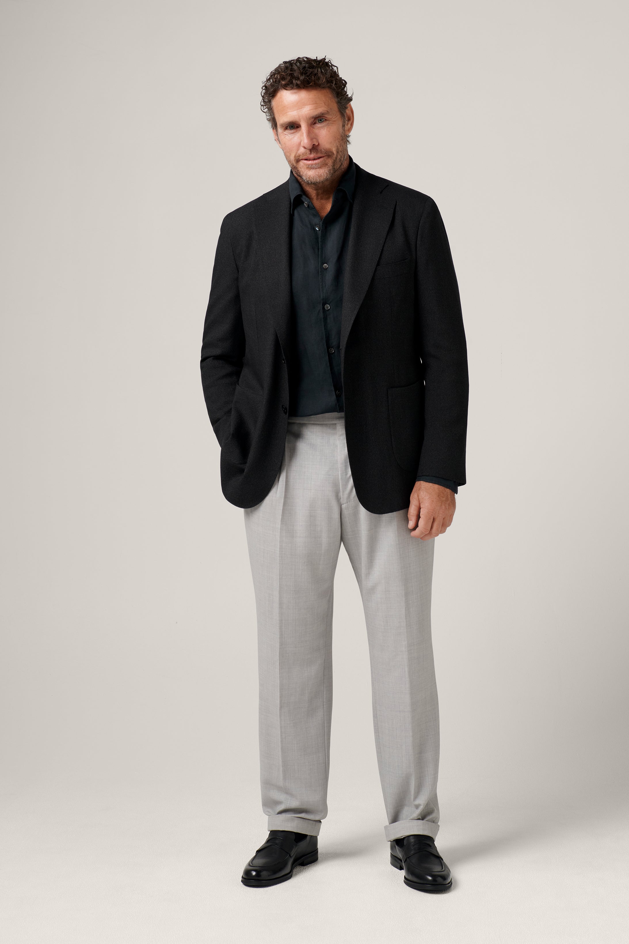 Apollo Unconstructed Hopsack Blazer - Charcoal