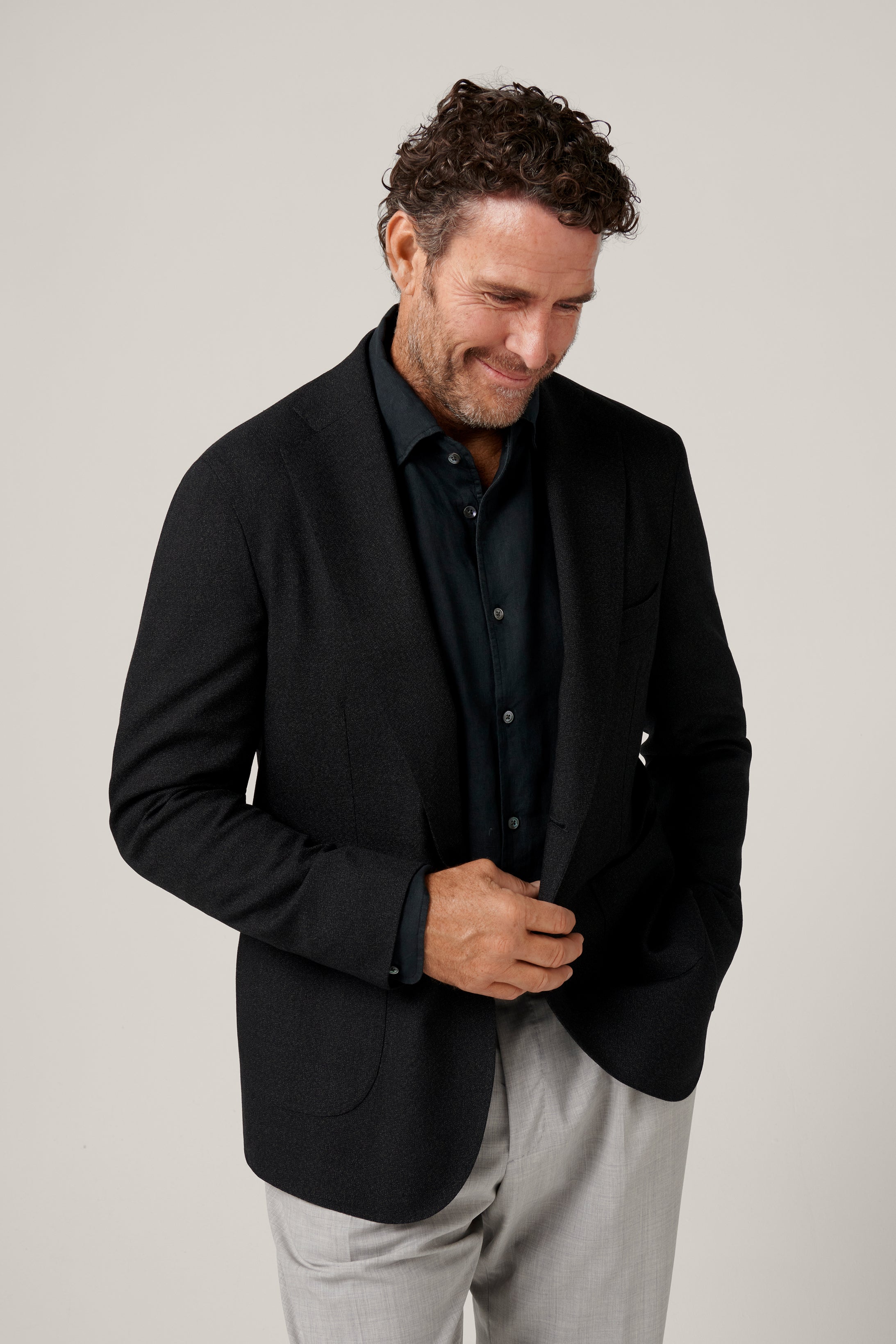 Apollo Unconstructed Hopsack Blazer - Charcoal