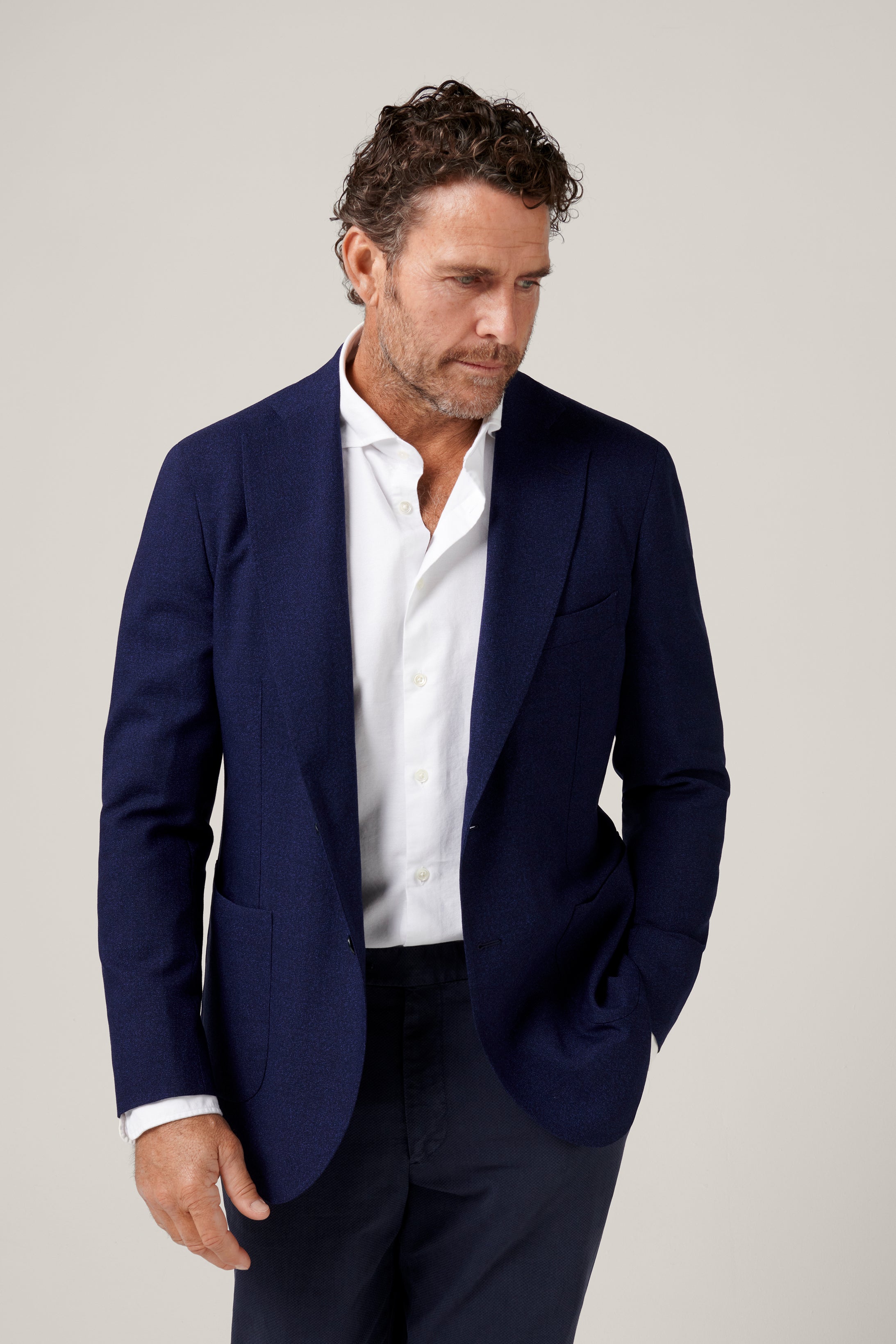 Apollo Deconstructed Hopsack Blazer - Wool - Melange Blue
