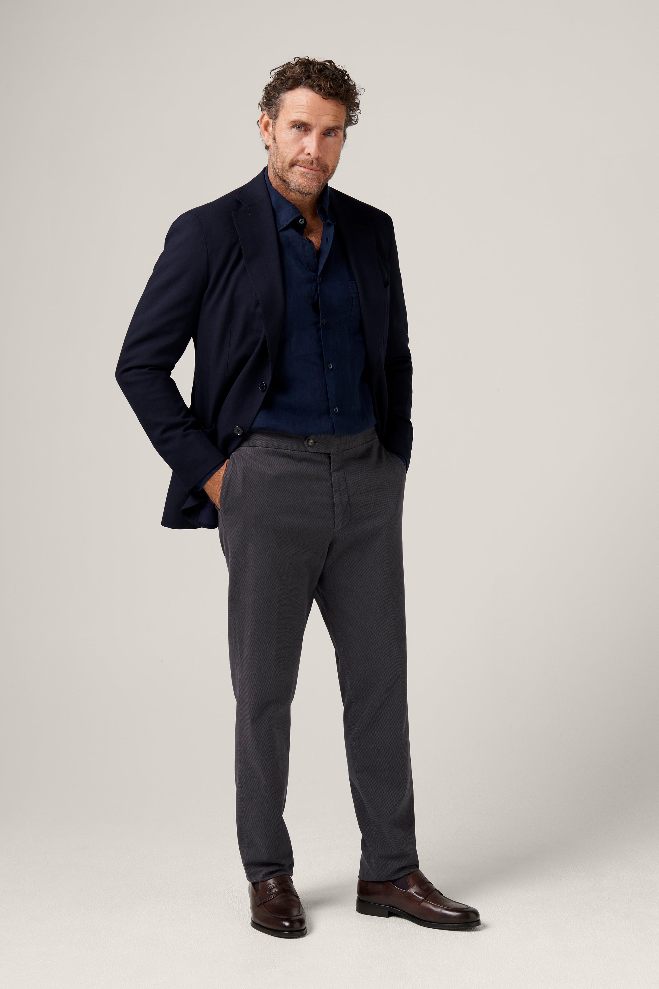 Apollo Unconstructed Hopsack Blazer - Navy