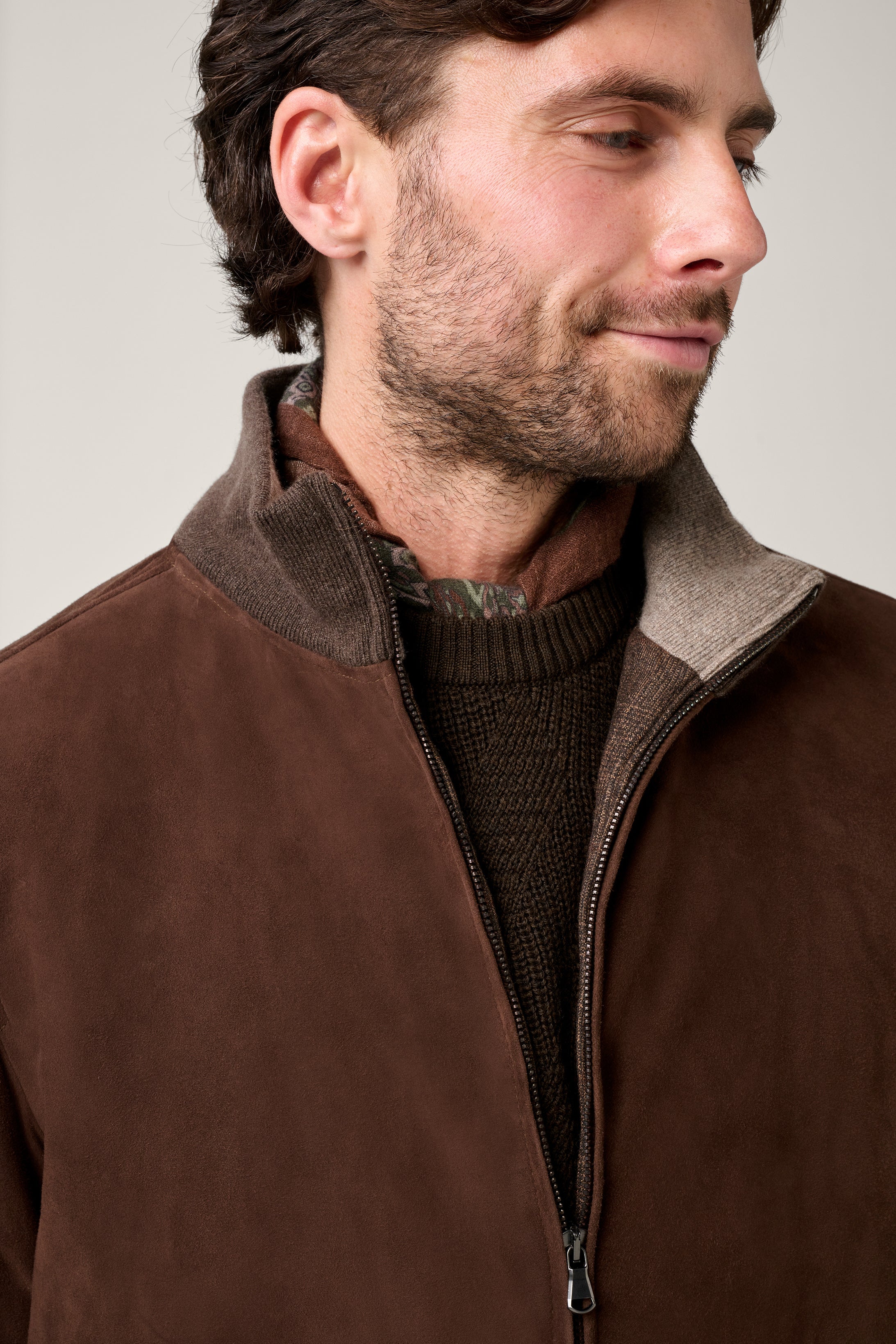 Coldstream Quilted Suede Bomber - Chocolate Suede