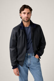 Coldstream Quilted Bomber - Navy leather