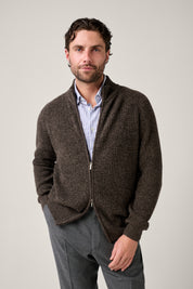 Kirk's Zip Cardigan - Cappuccino Brown Cashmere