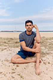 Cullen Knit T-Shirt - Blue/Oat Stripe