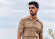 Otway Short Sleeved Polo - Sand Stripe