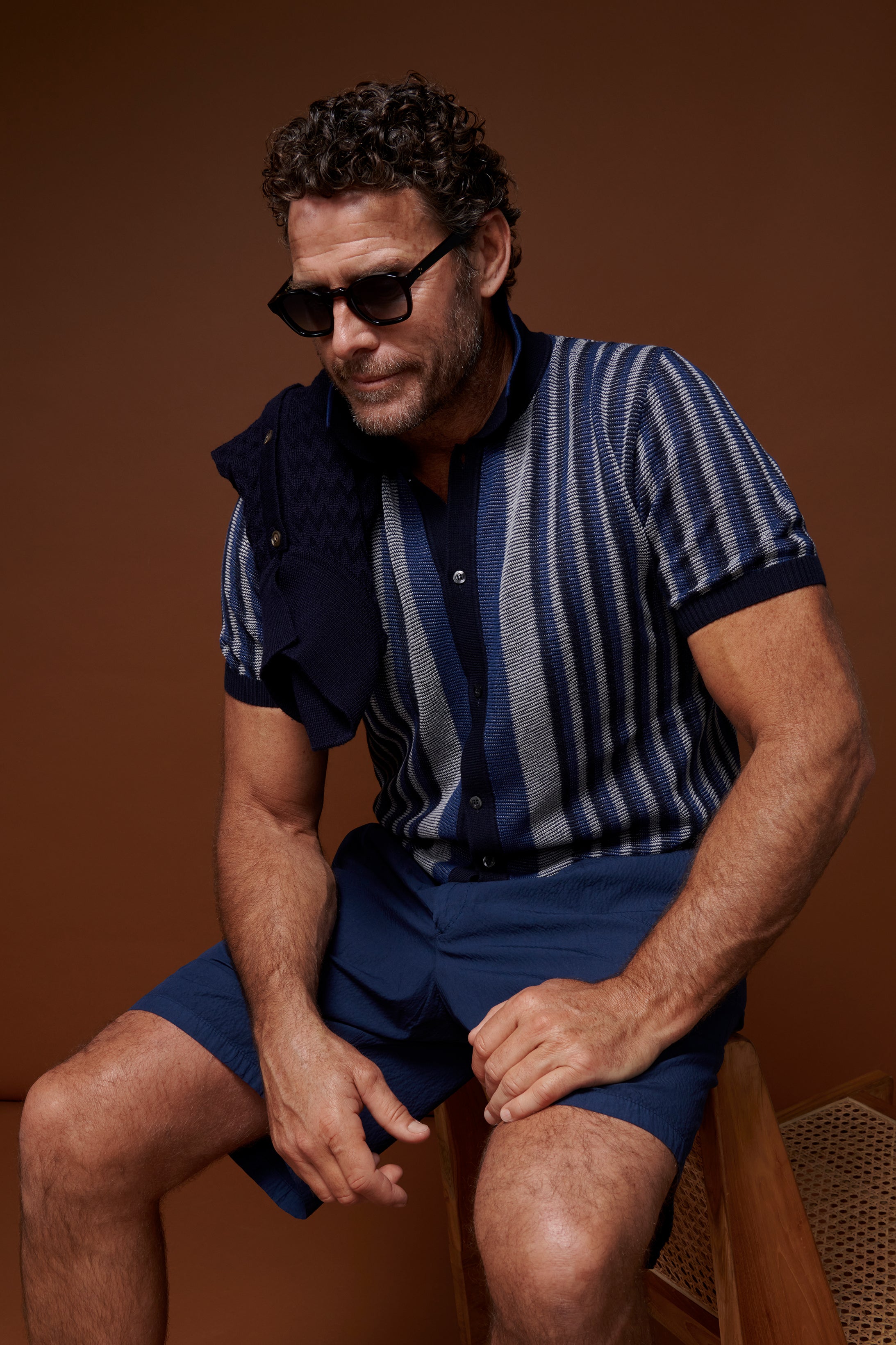 Riviera Short Sleeved Knit Polo - Marine