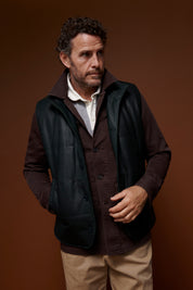 Leather Quilted Vest - Dark Green