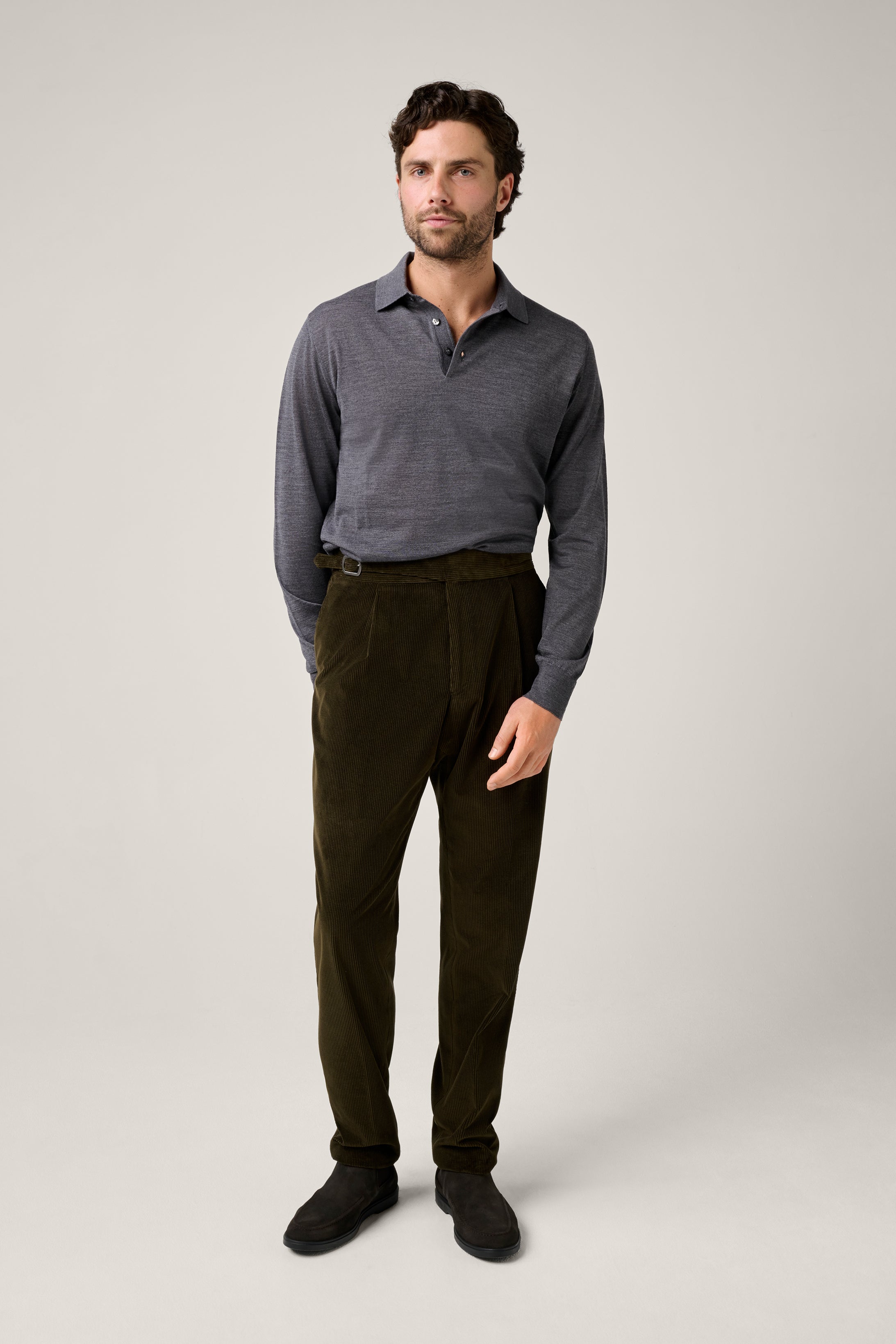 Italian Corduroy Gurkha Trouser - Forrest Green