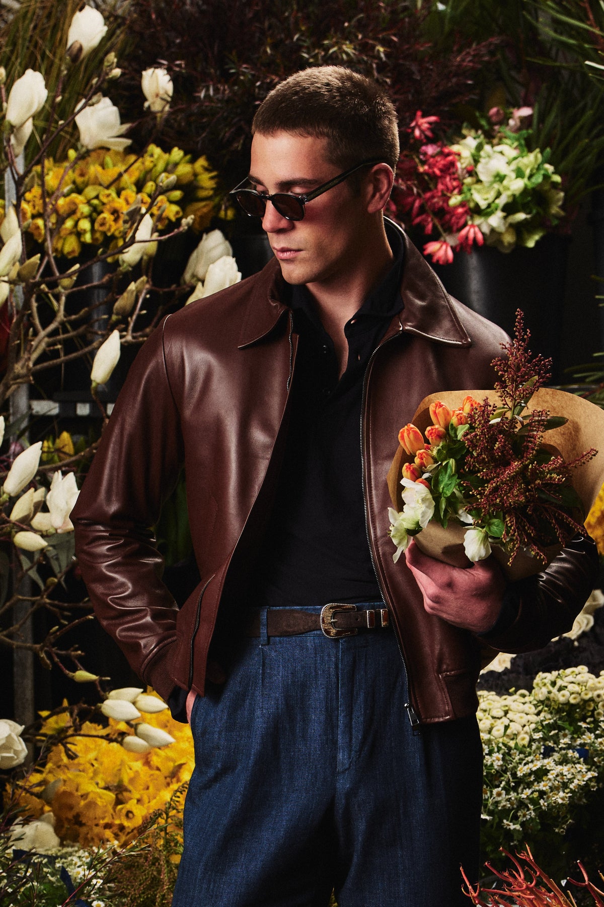 Bomber Jacket - Italian Nappa Leather - Brown