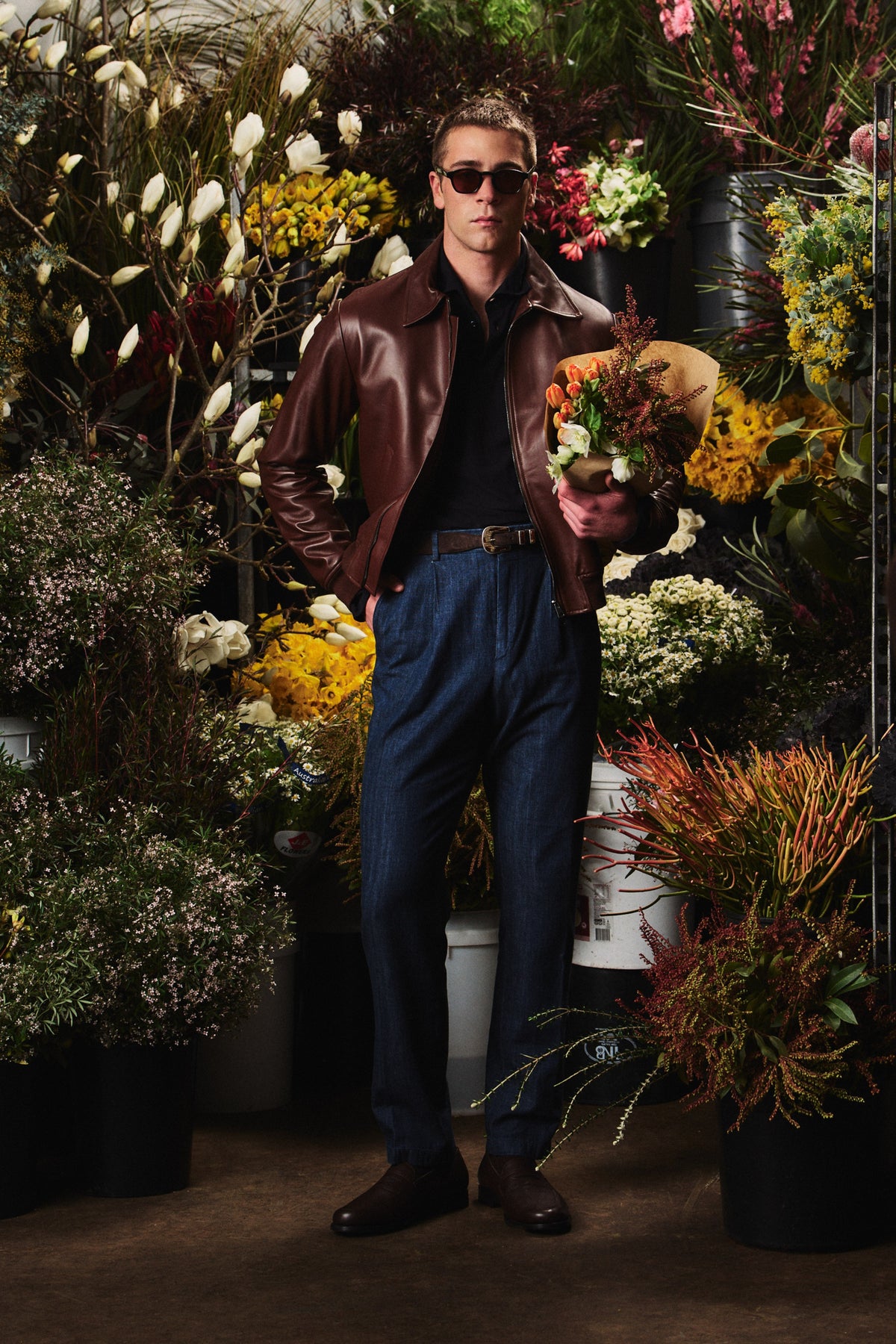Bomber Jacket - Italian Nappa Leather - Brown