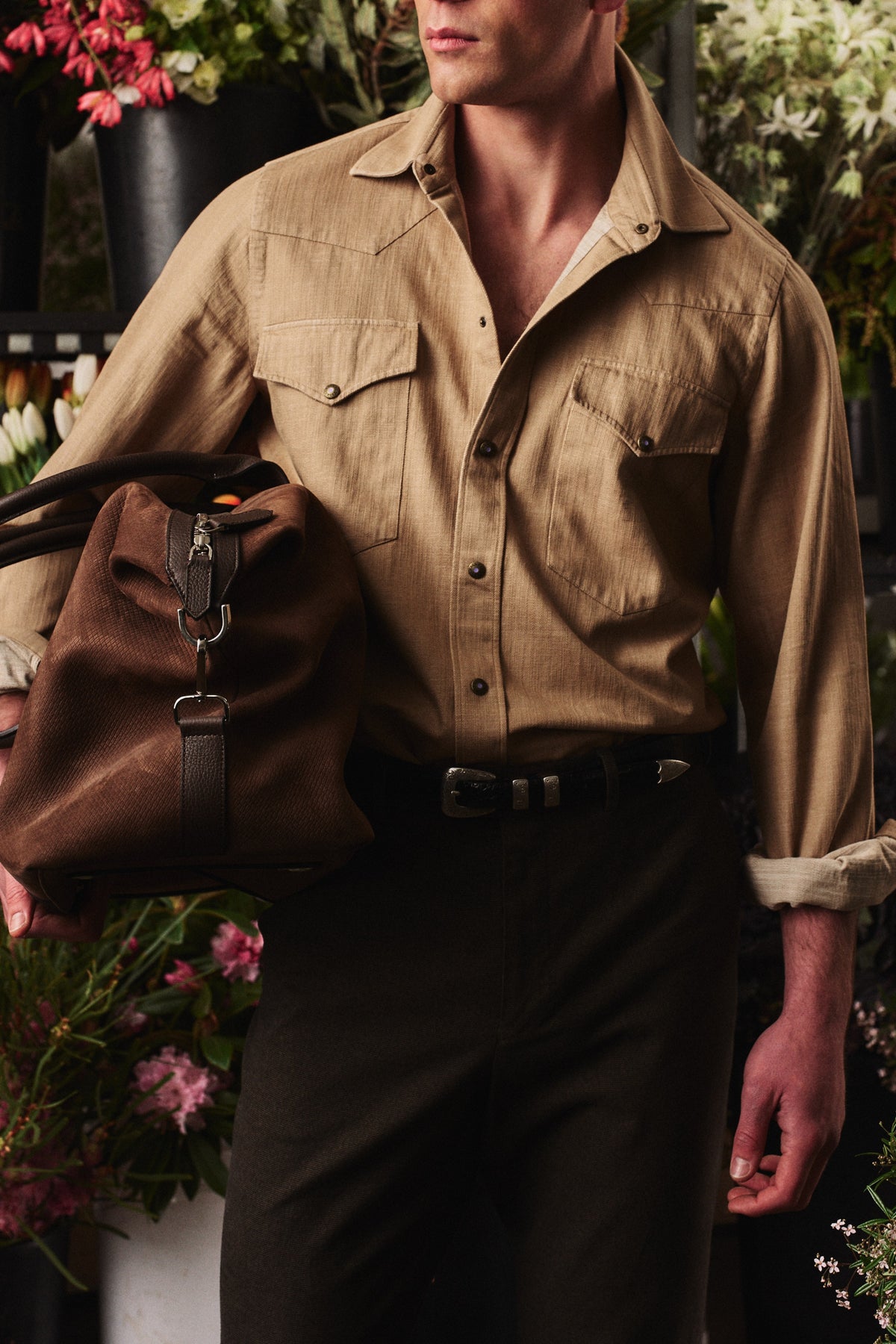 Naples Western Shirt - Italian Denim - Washed Sand