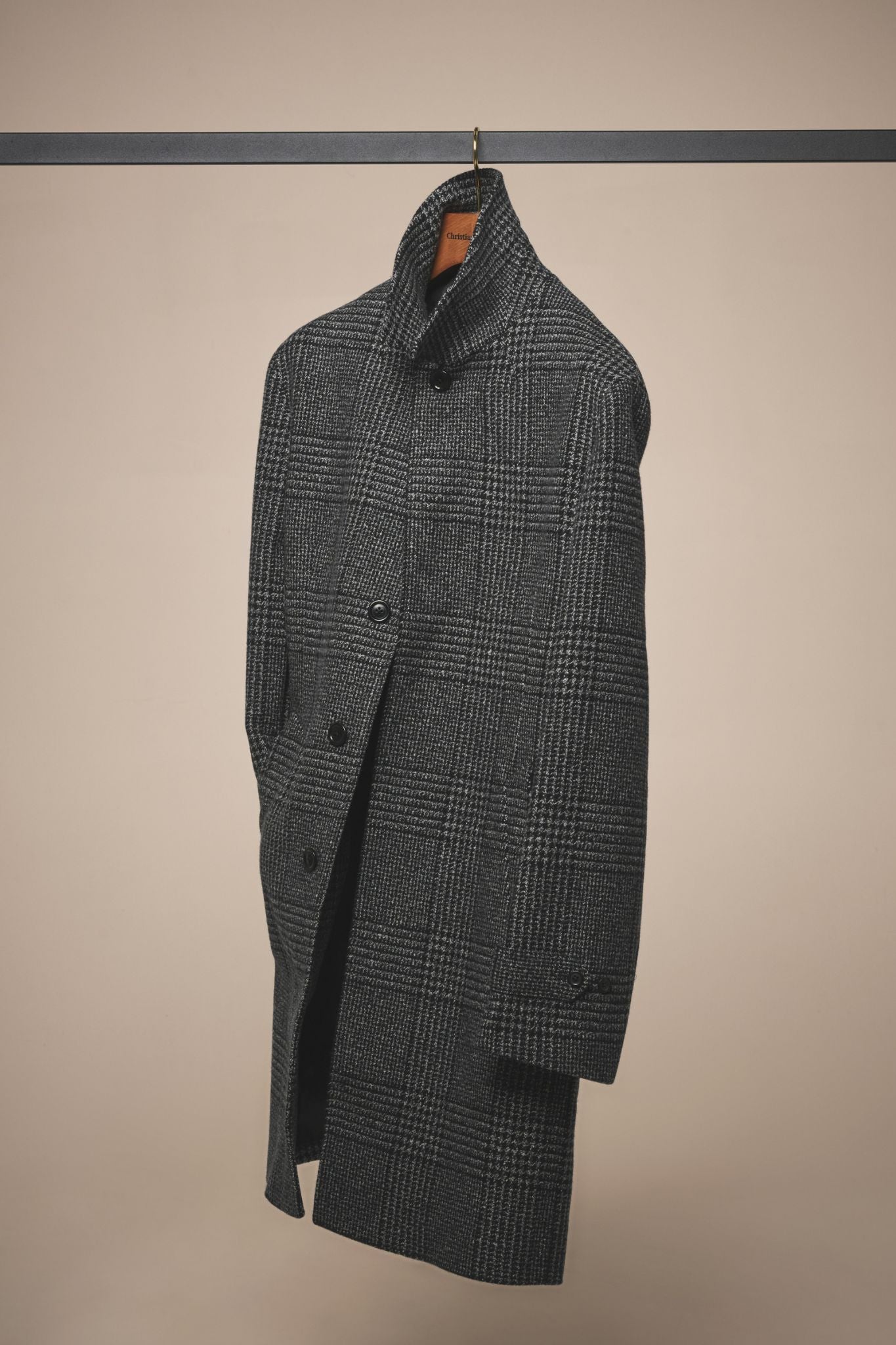 Webster Overcoat - Wool and Cashmere - Slate Grey Prince of Wales