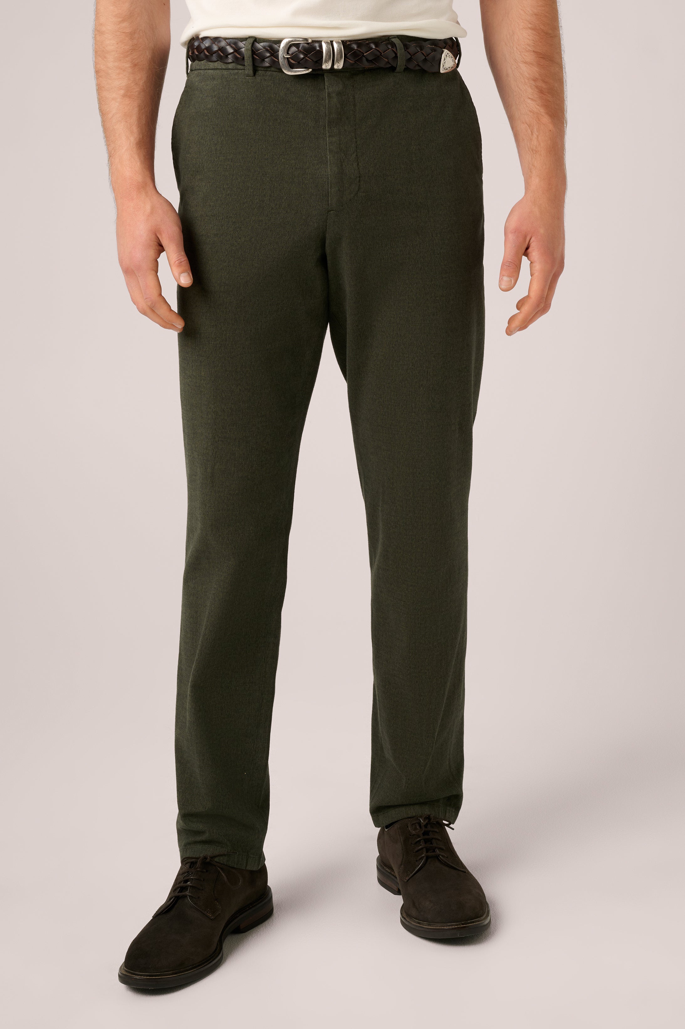 Super Soft Chino - Garment-Dyed Italian Cotton -  Melange Olive Green