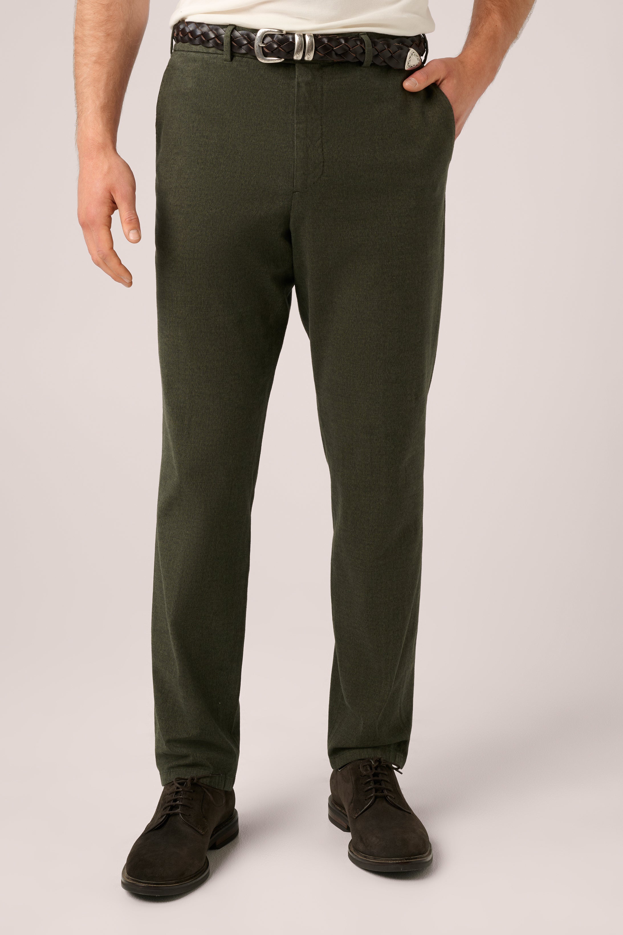 Super Soft Chino - Garment-Dyed Italian Cotton -  Melange Olive Green