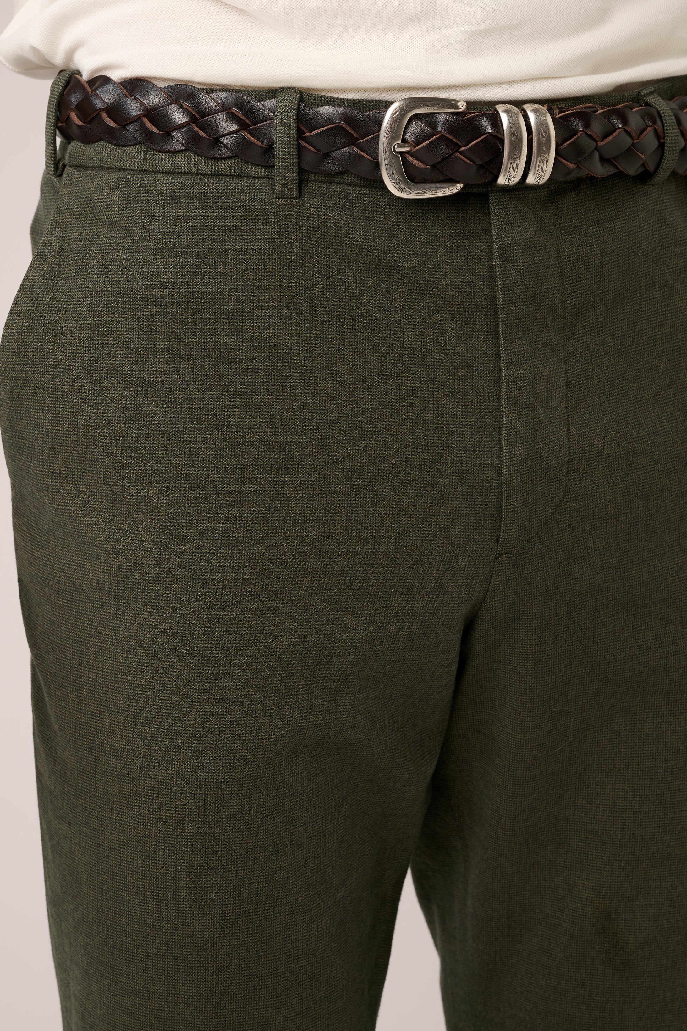Super Soft Chino - Garment-Dyed Italian Cotton -  Melange Olive Green