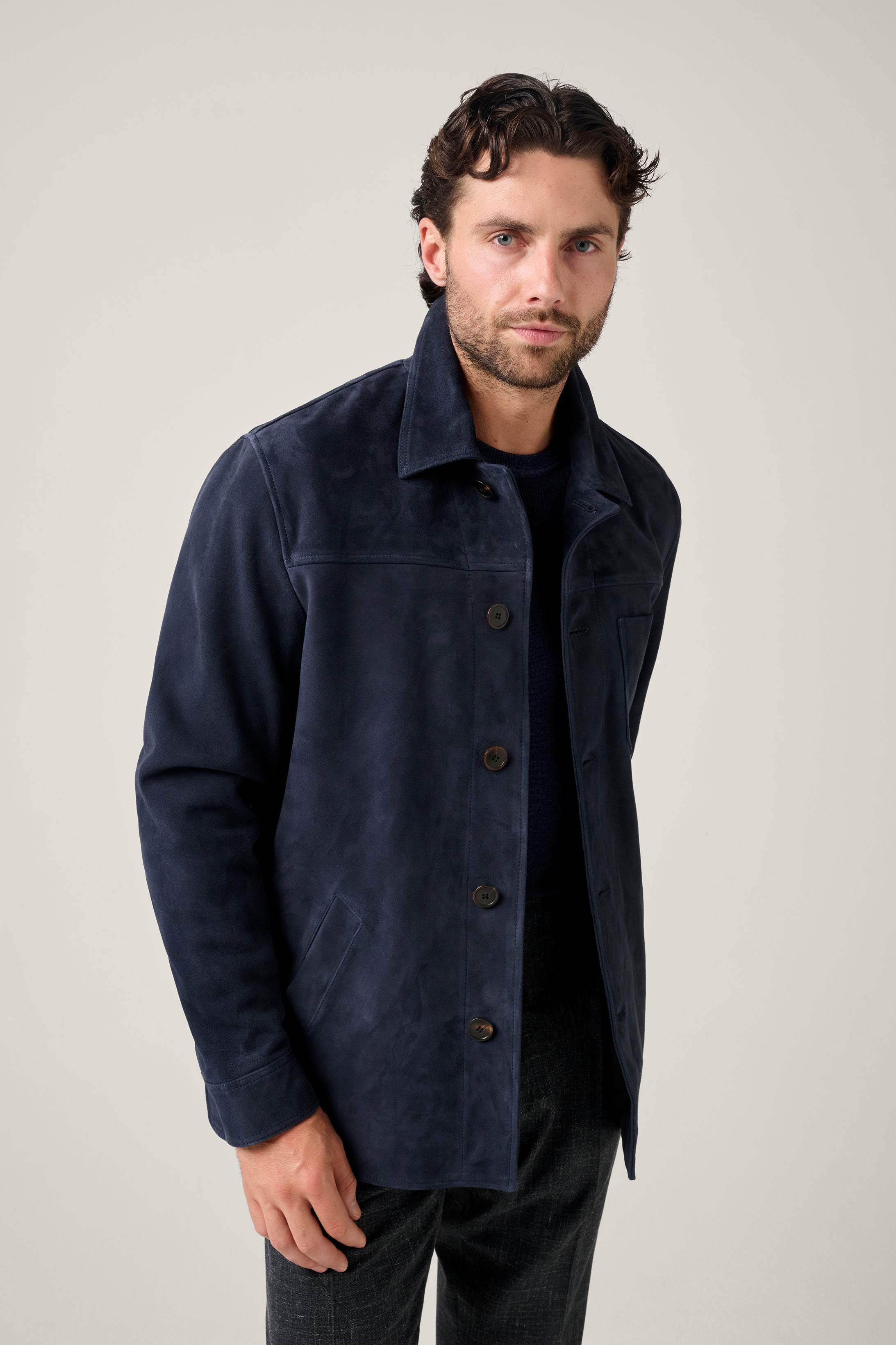 Fitzroy Chore Jacket - Navy Suede