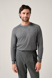 Alcott Raglan Wool Crew - Grey Marle