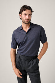 Kingsley Paperweight Merino Short Sleeve Polo - Mid Blue