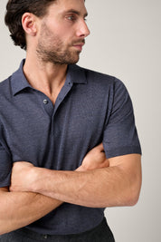 Kingsley Paperweight Merino Short Sleeve Polo - Mid Blue