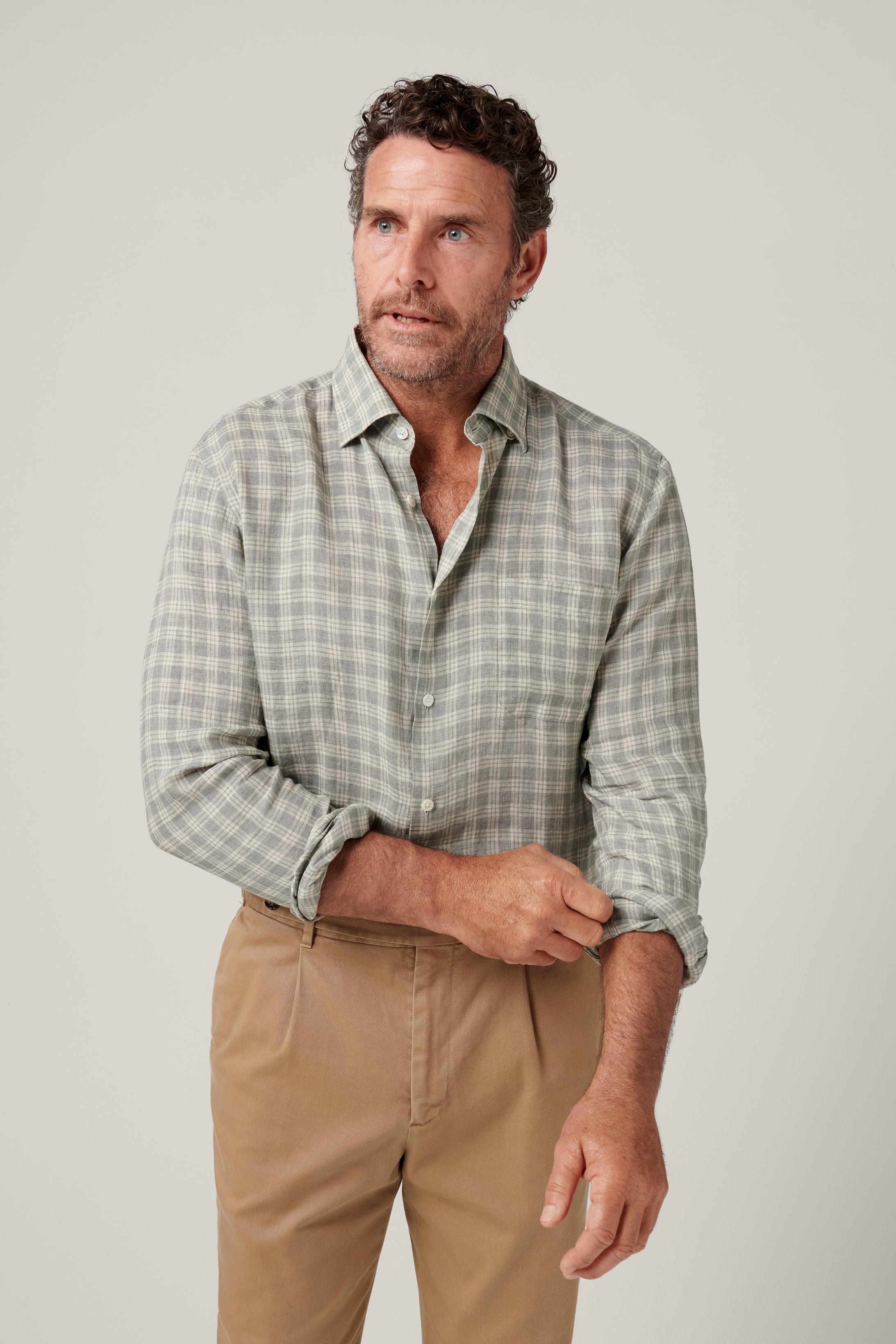 Bronte Italian Linen - Green Check - Restocked