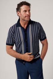 Riviera Short Sleeved Knit Polo - Marine