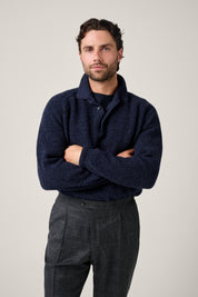 Merricks - Cashmere Raglan Polo - Navy Melange