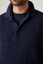 Merricks - Cashmere Raglan Polo - Navy Melange