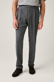 Italian Hopsack Travel Trouser - Grey