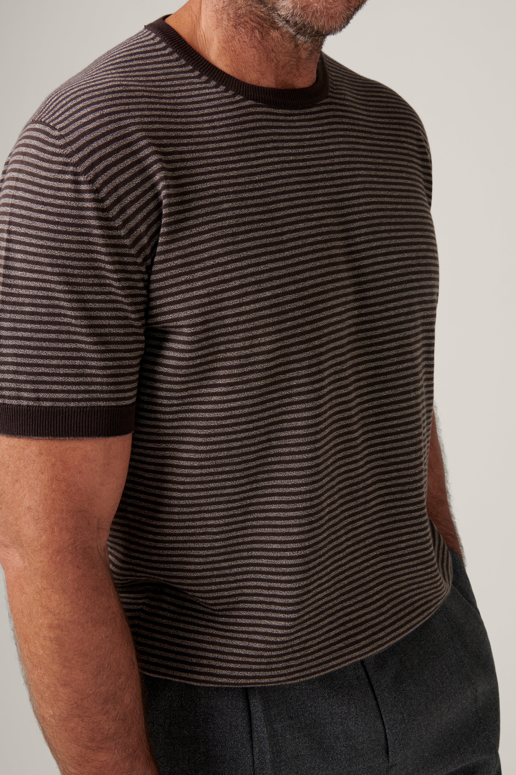 Cullen Knit T-Shirt - Brown Stripe