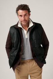 Leather Quilted Vest - Dark Green