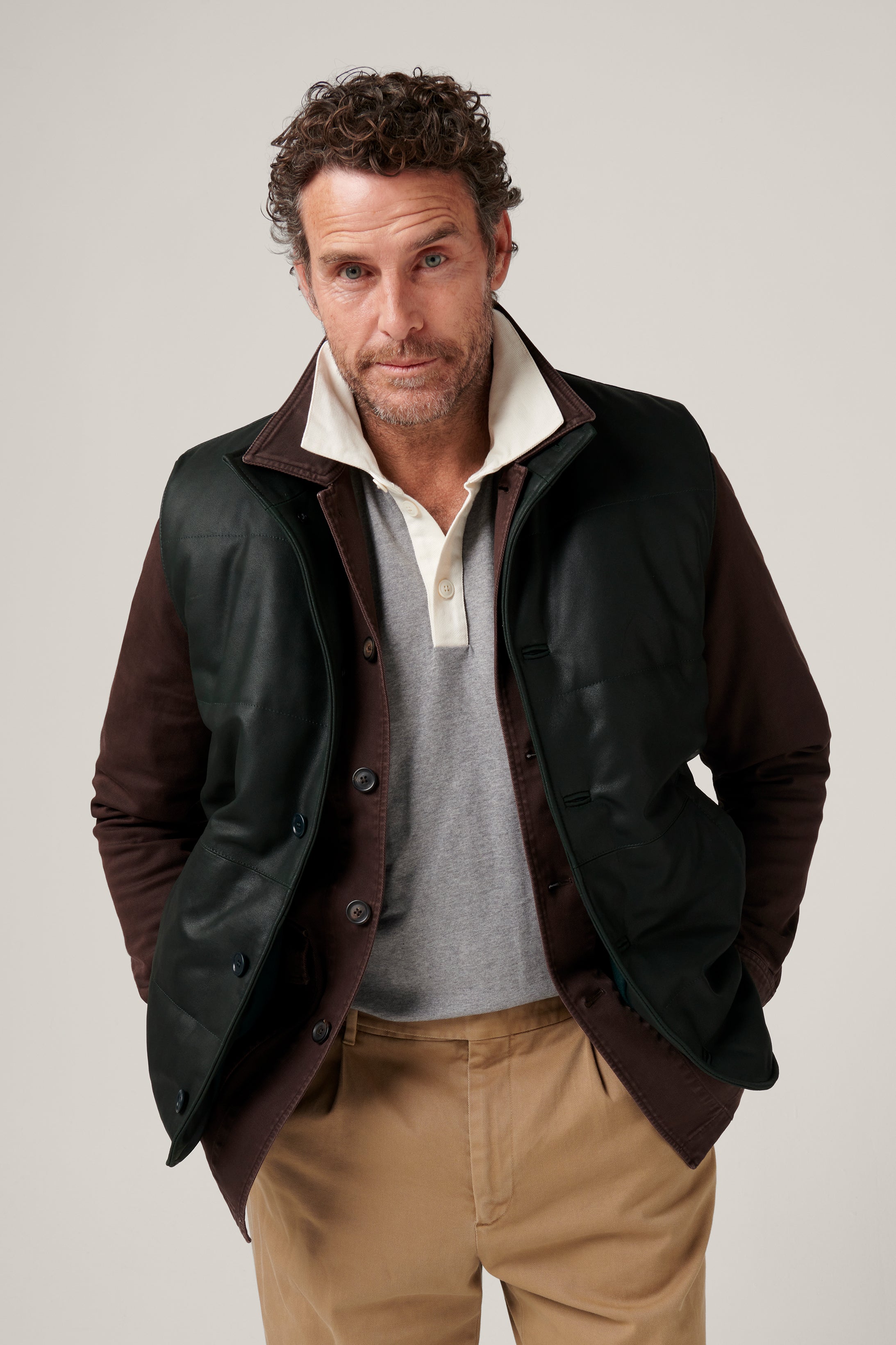 Leather Quilted Vest - Dark Green