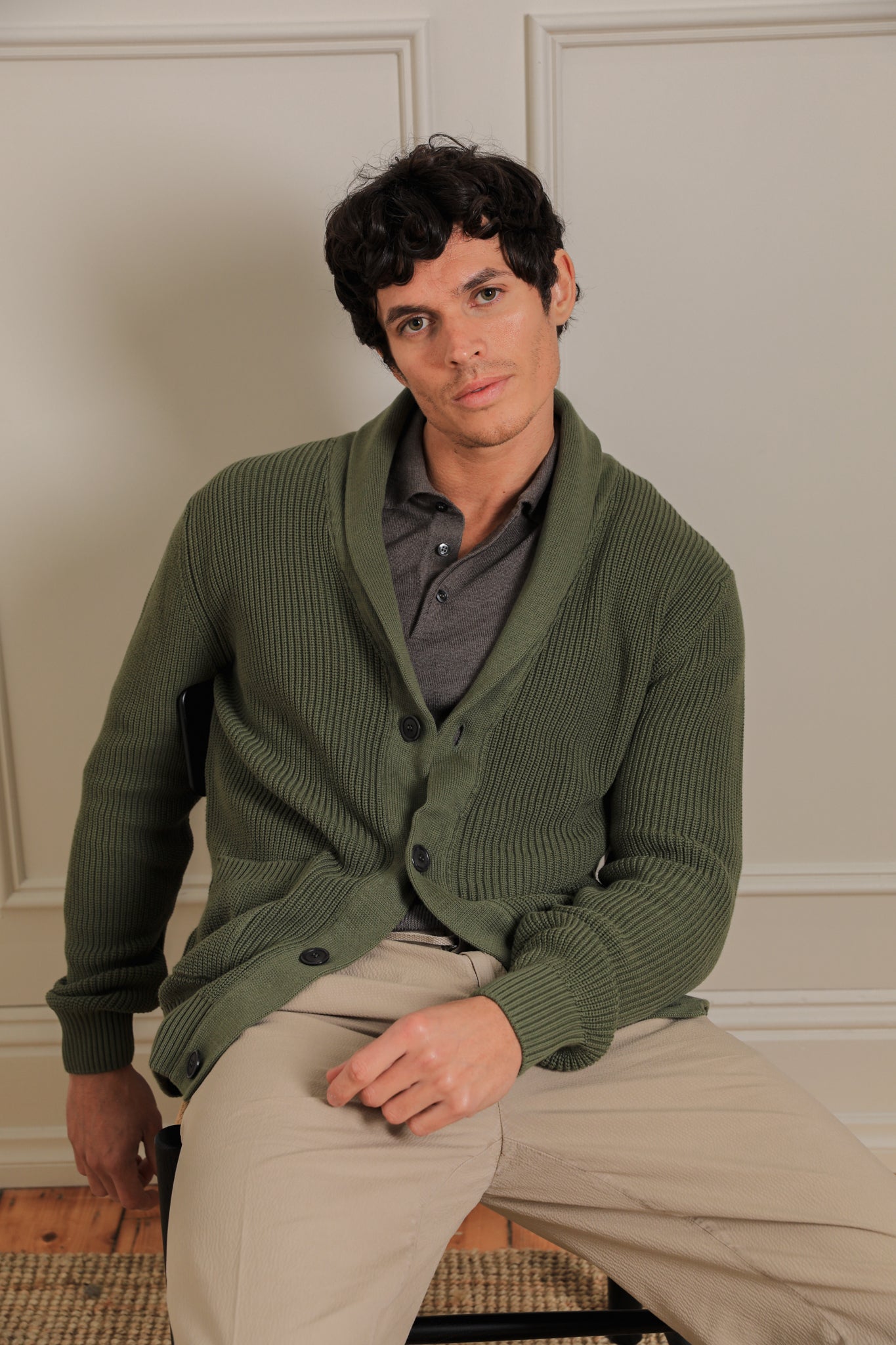 Kooyong Shawl Cardigan - Olive