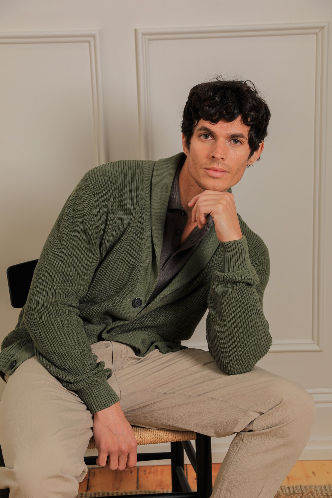 Kooyong Shawl Cardigan - Olive