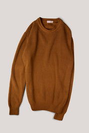 Winton Crew-Neck Sweater - Knit Cotton - Ochre