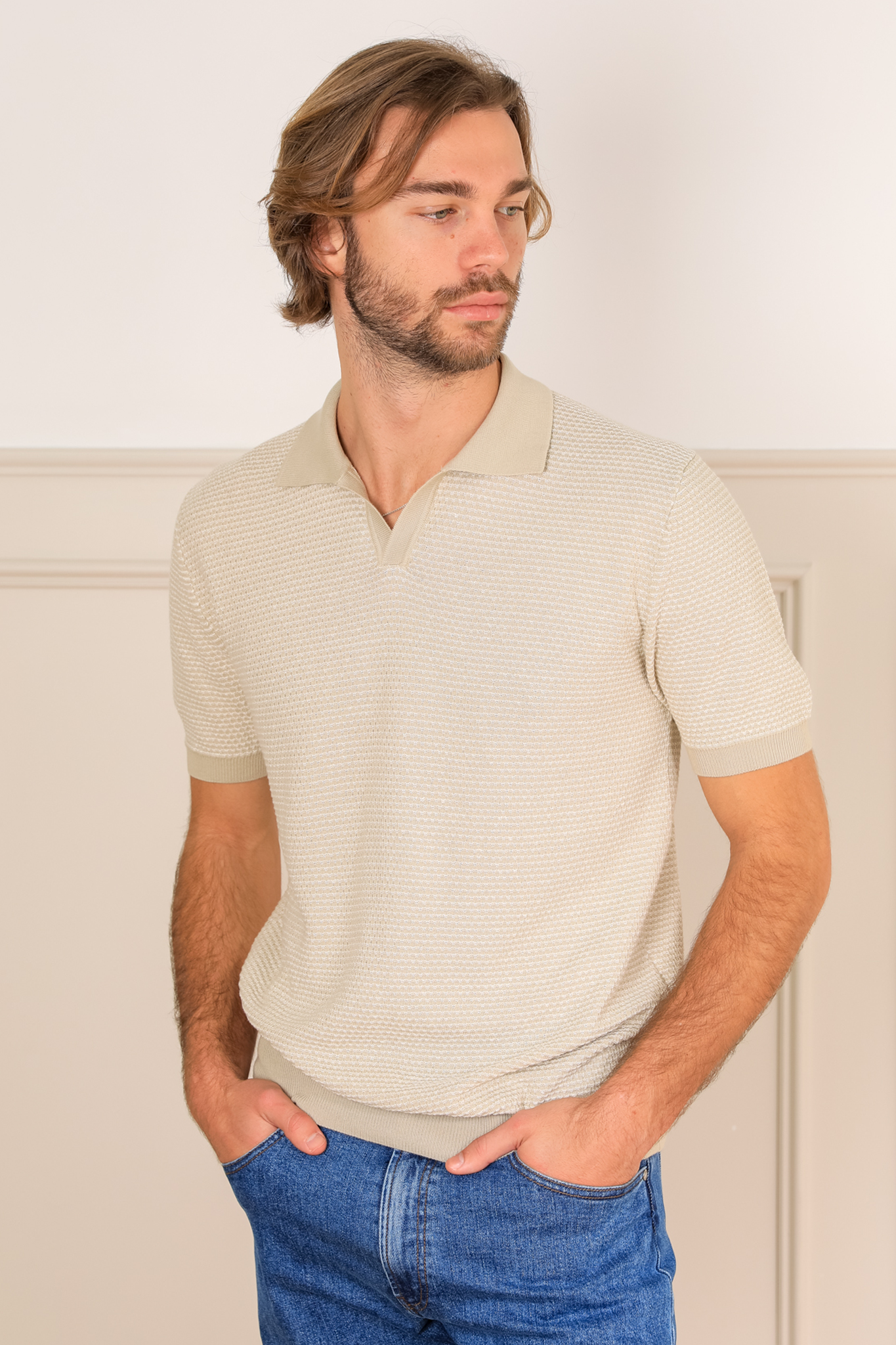 Beechworth Short Sleeved Polo - Salt