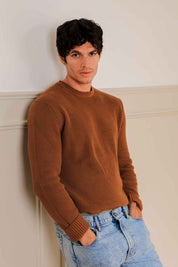 Winton Crew-Neck Sweater - Knit Cotton - Ochre